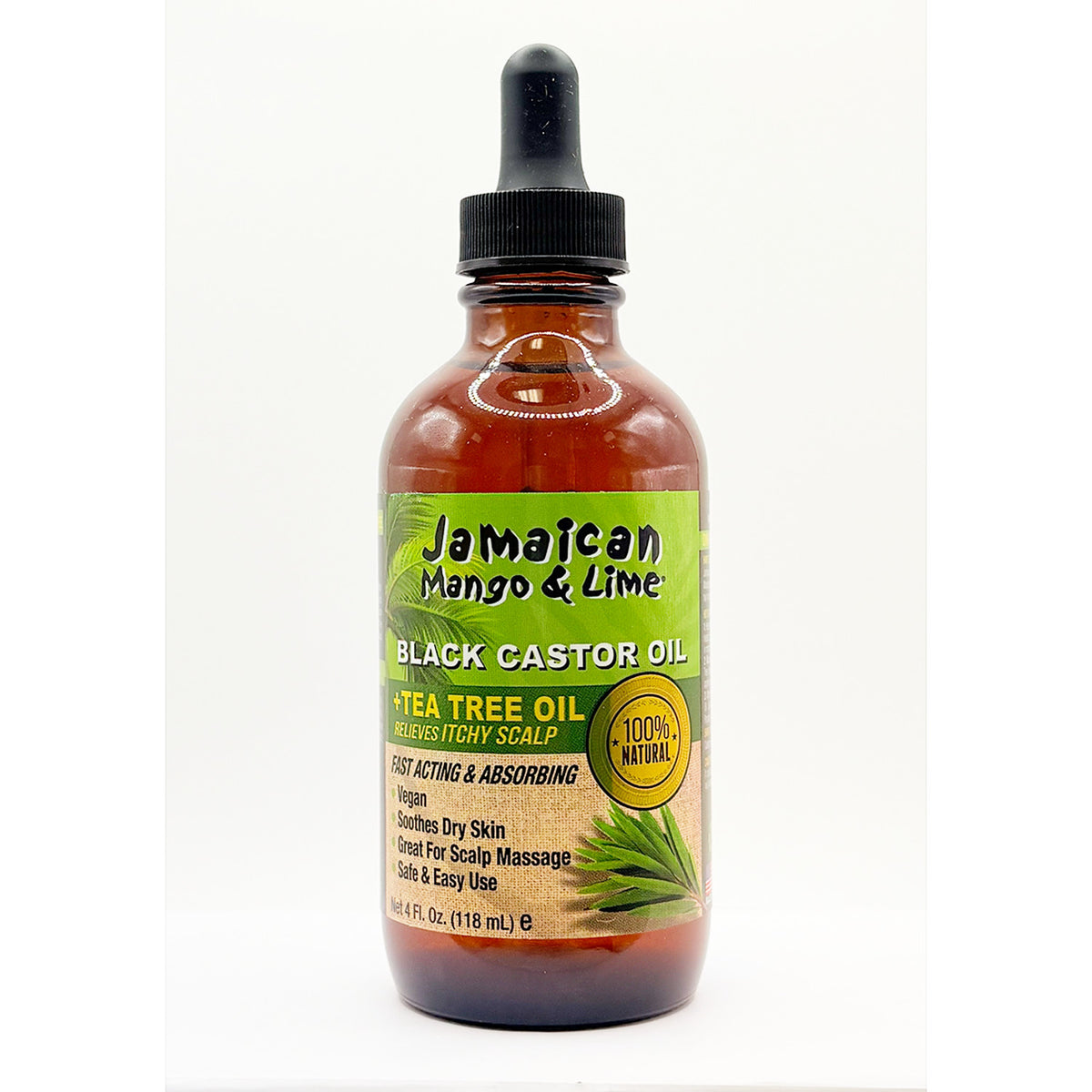 Black Castor Oil with Tea Tree Oil for Hair & Skin 4oz - Natural Moisturizer & Scalp Treatment