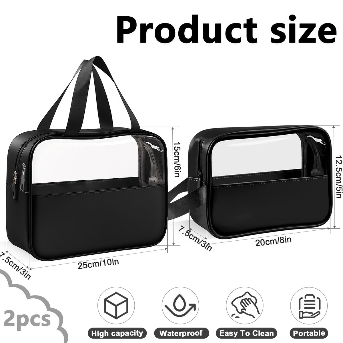 TSA Approved Clear Toiletry & Makeup Bags Set Travel Organizer