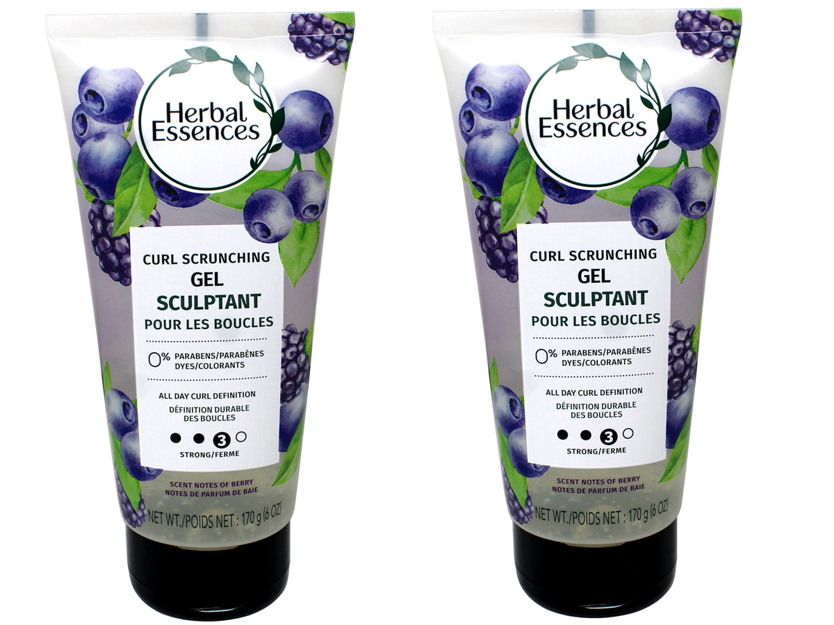 Herbal Essences Curl Scrunching Hair Gel - Level 3 Hold, Berry Scent, 6 OZ, 2 Pack