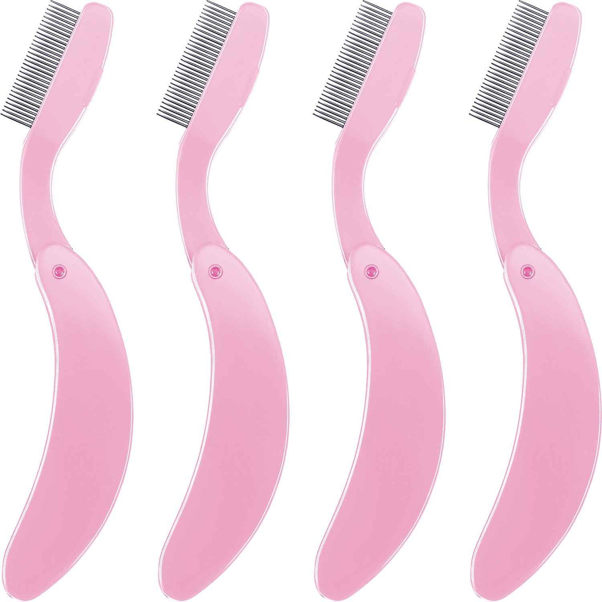 4 Pack Folding Eyelash Comb with Metal Teeth - Eyebrow Separator & Lash Tool