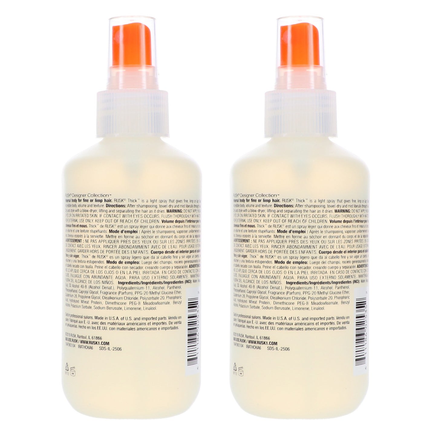 Rusk Thick Body & Texture Amplifier 6 oz Pack for Fine Hair Volumizing