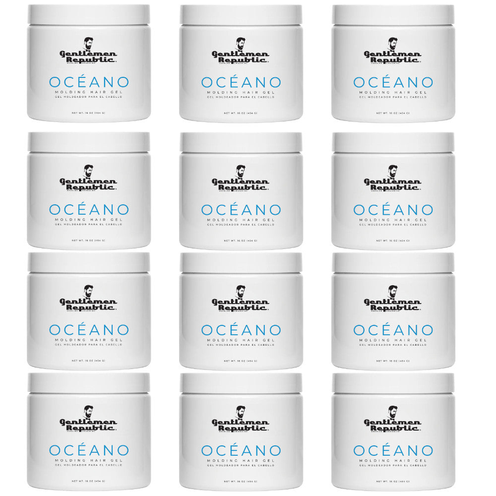 Men's Strong Hold Hair Gel - 16oz Ocean Scent, Alcohol-Free, High Shine