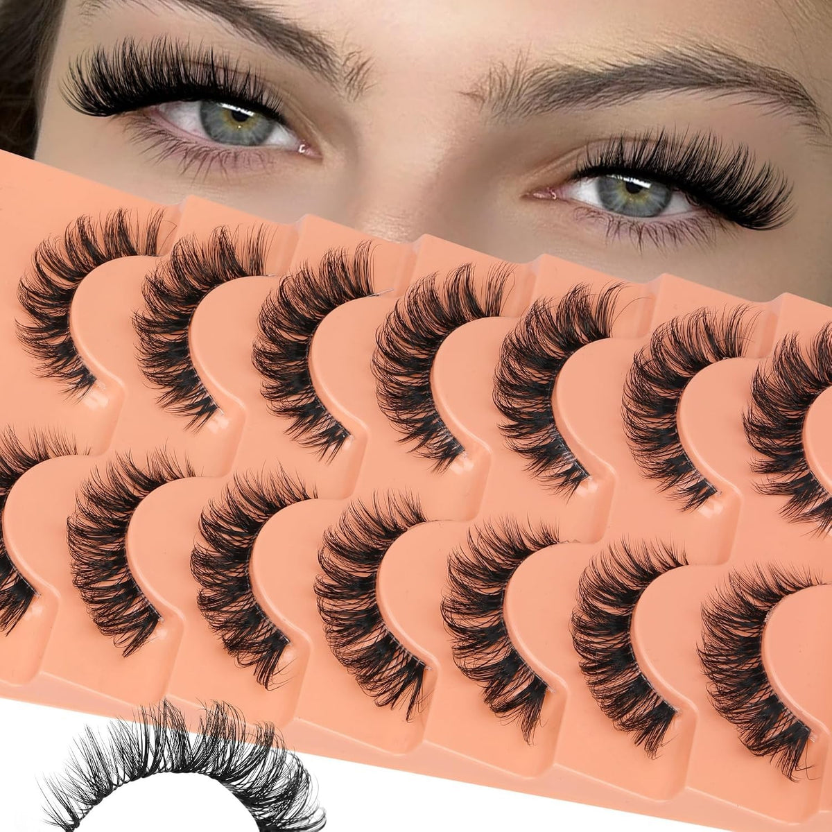 D-Curl Cat Eye False Lashes 15MM Fluffy Mink Eyelashes - Cruelty-Free
