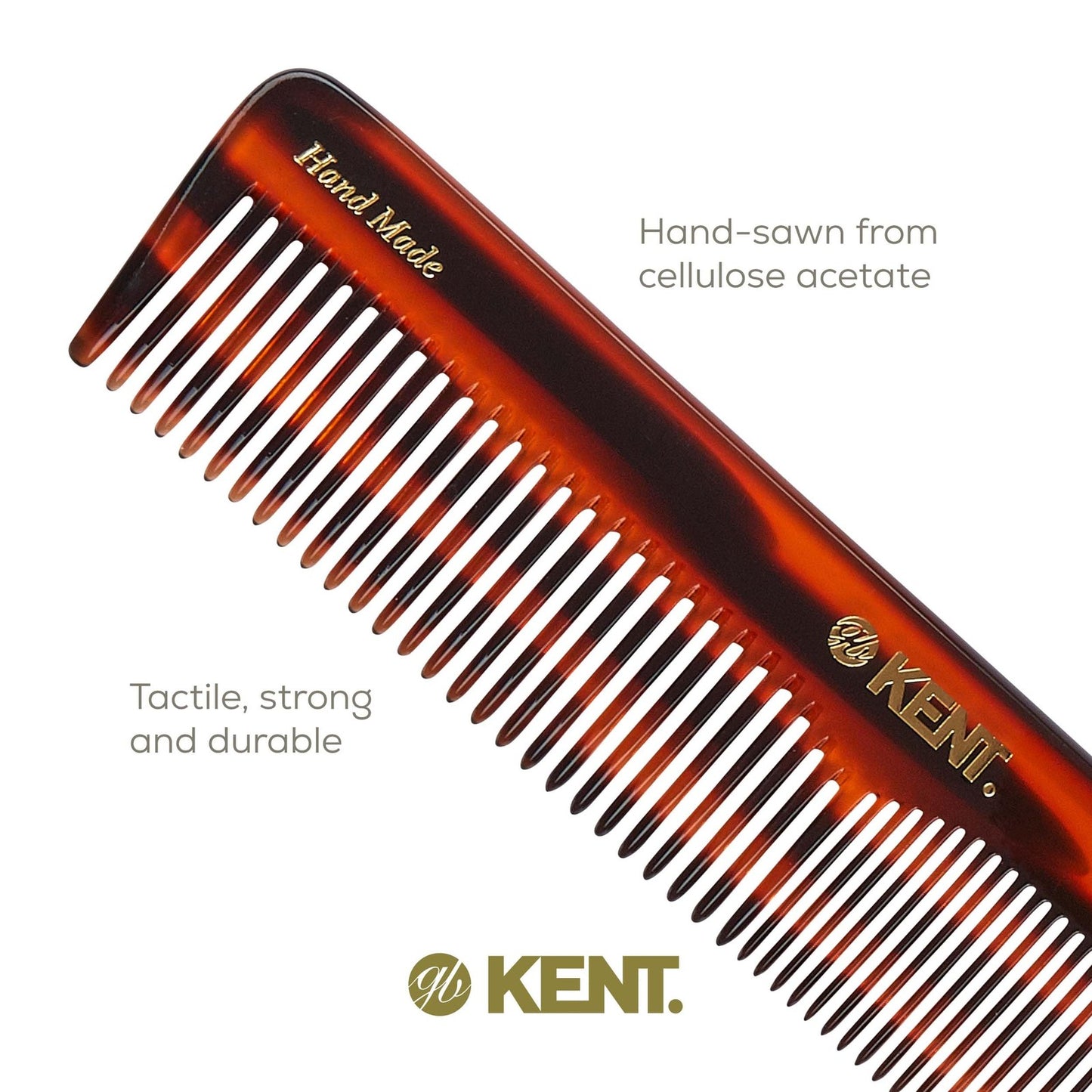 Kent Tortoise Comb Set - Fine Tooth & Wide Comb for Hair Care, Tortoiseshell