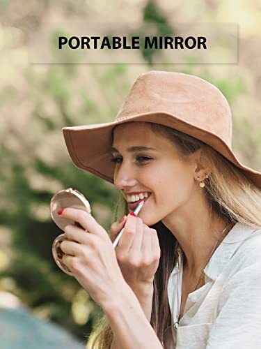 Portable Makeup Mirror 1x/2x Magnification Compact for Handbag Travel