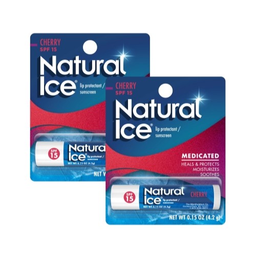 Mentholatum Natural Ice Medicated Lip Balm SPF 15 Cherry Pack of 2