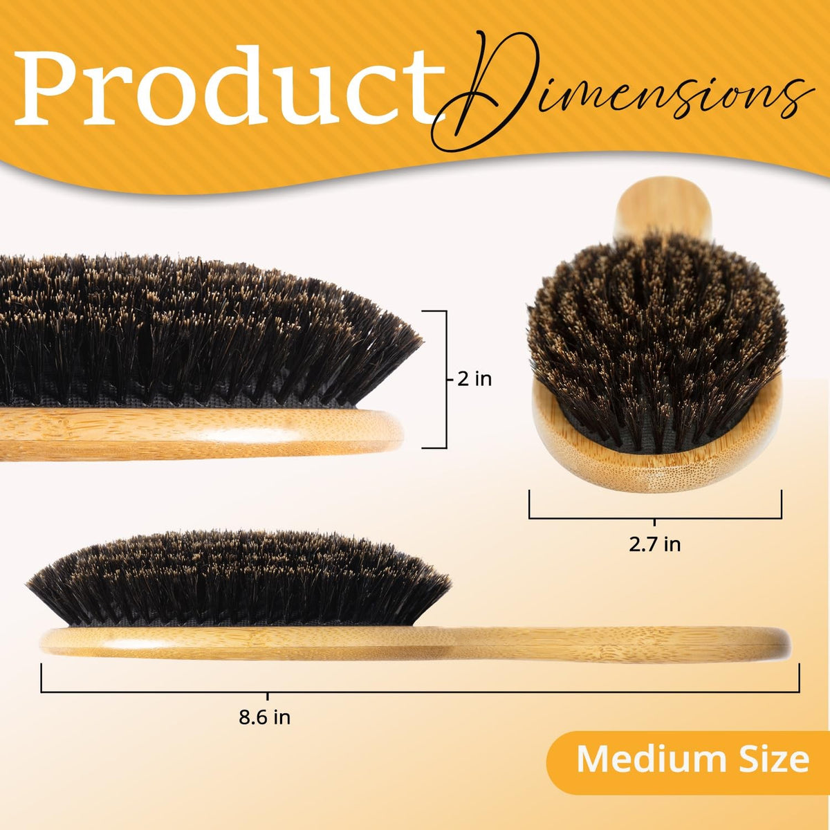 Boar Bristle Hair Brush Set for Thin Hair - Natural Soft Bristles for Women