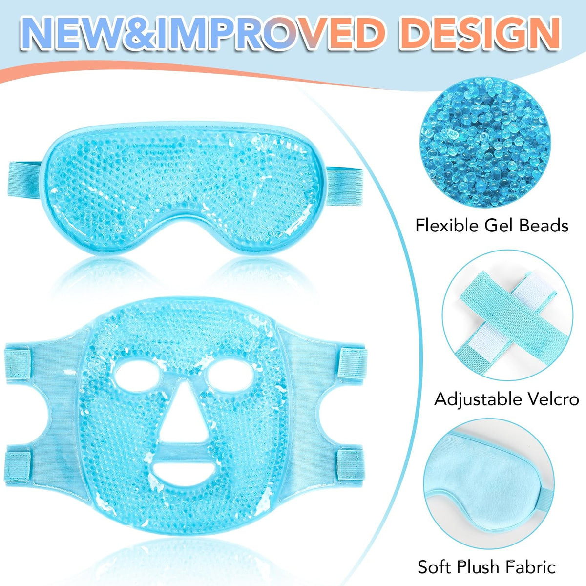 Cooling Eye Mask for Puffy Eyes & Migraine Relief - Reusable Gel Face Mask