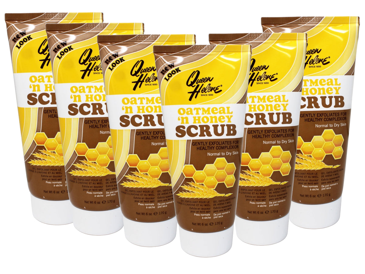 6 Pack Queen Helene Oatmeal & Honey Scrub, Exfoliates for a Healthy
