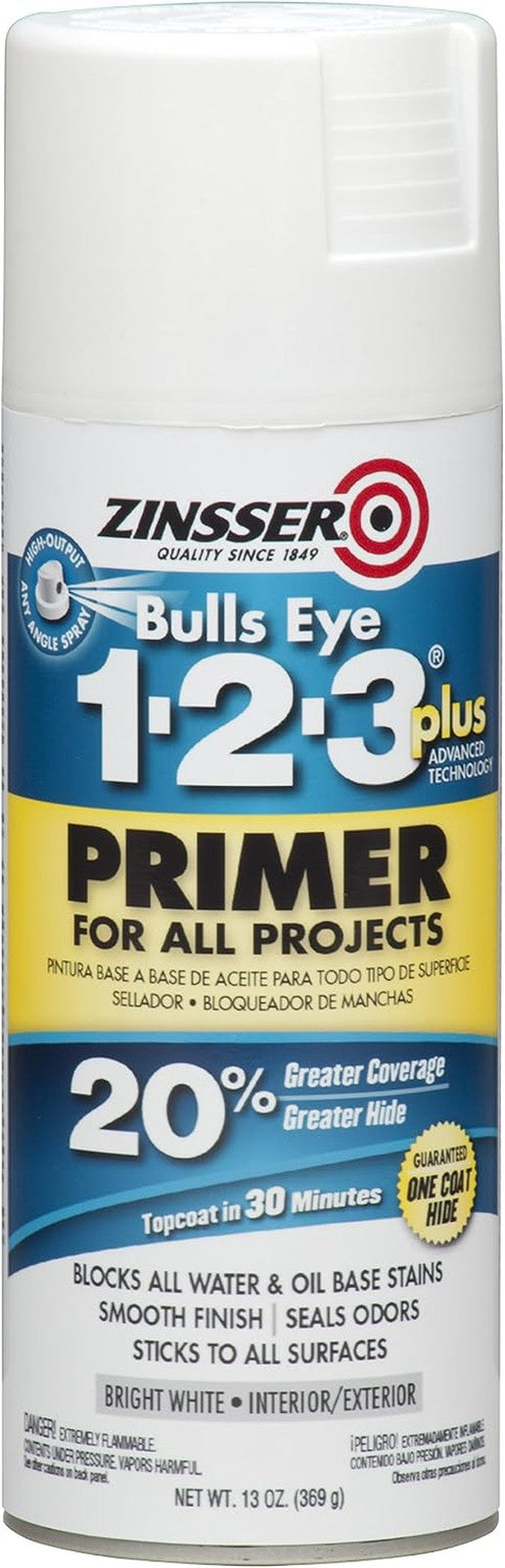 Interior Exterior Spray Primer White 13oz - Water Resistant Oil-Based Coating