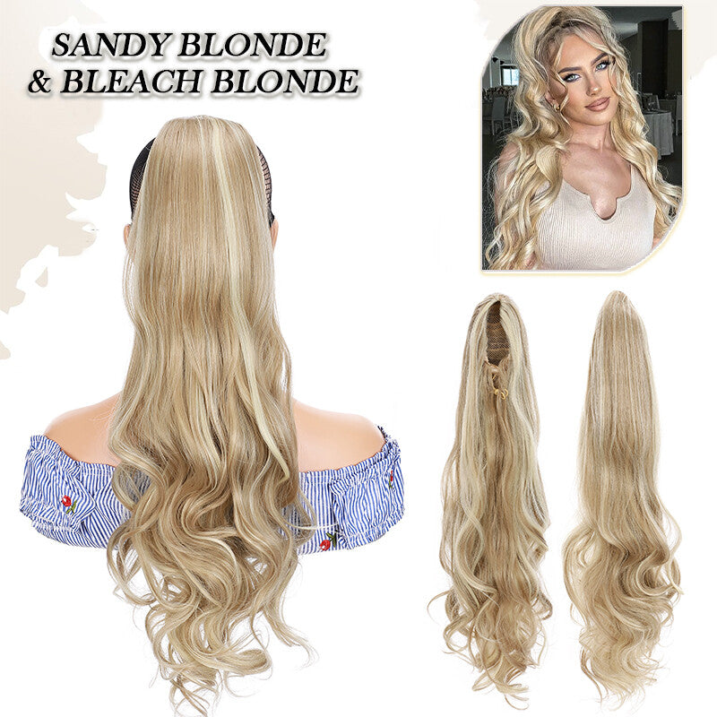 Drawstring Ponytail Hair Extension with Layered Wavy Texture - Thick & Natural-Looking