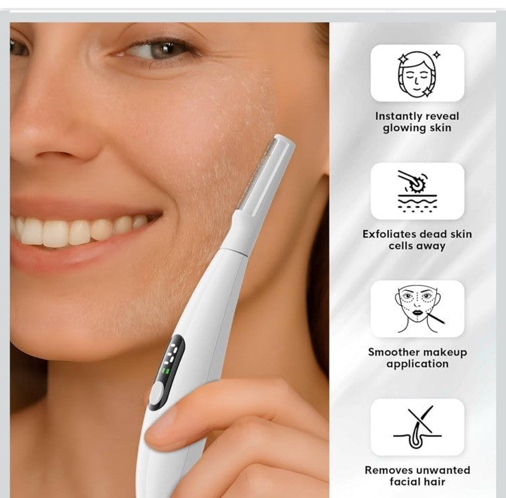 Sonic Dermaplane Razor for Women - Facial Exfoliation & Peach Fuzz Removal, 3 Speeds