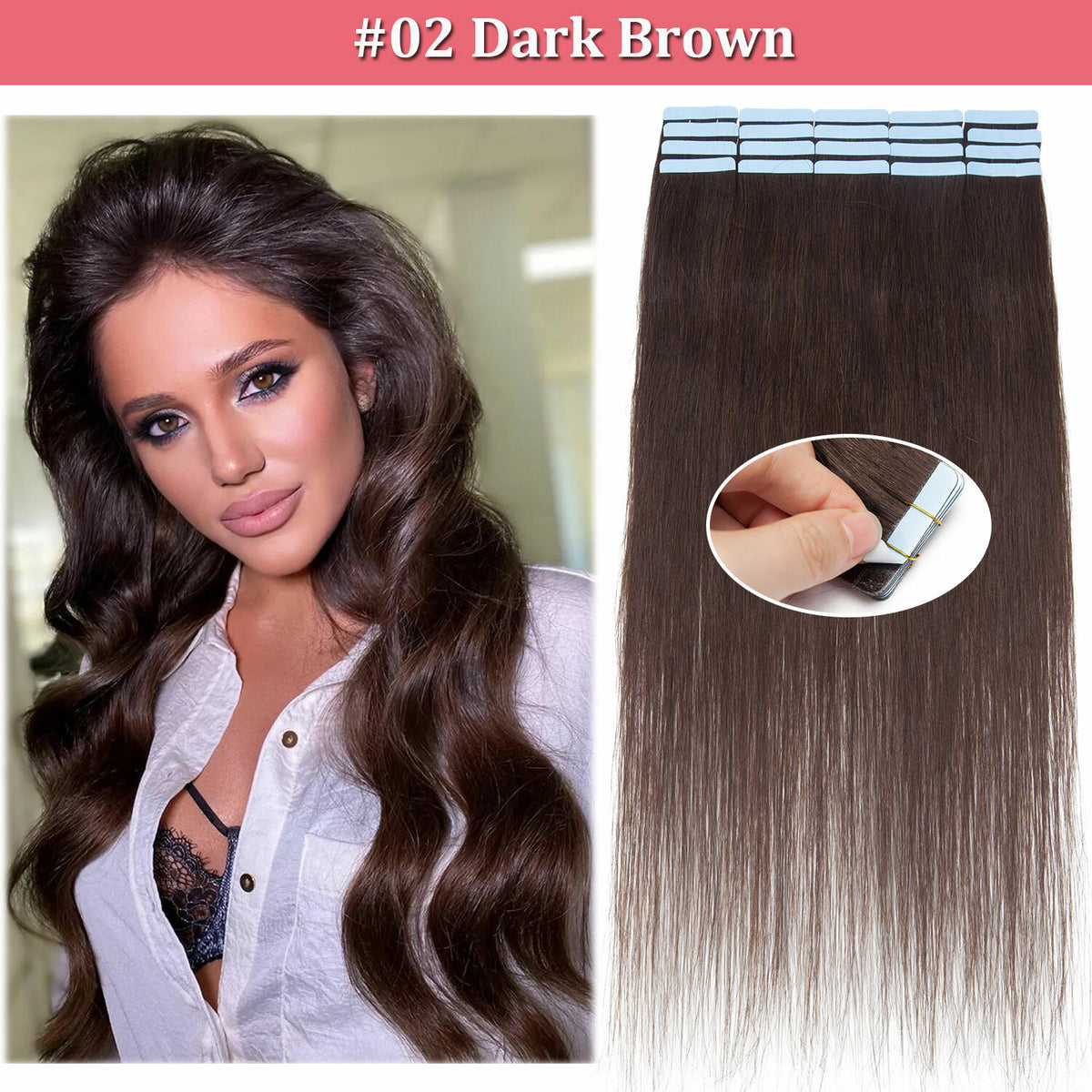 Remy Human Hair Tape Extensions - Natural, Tangle-Free, Reusable