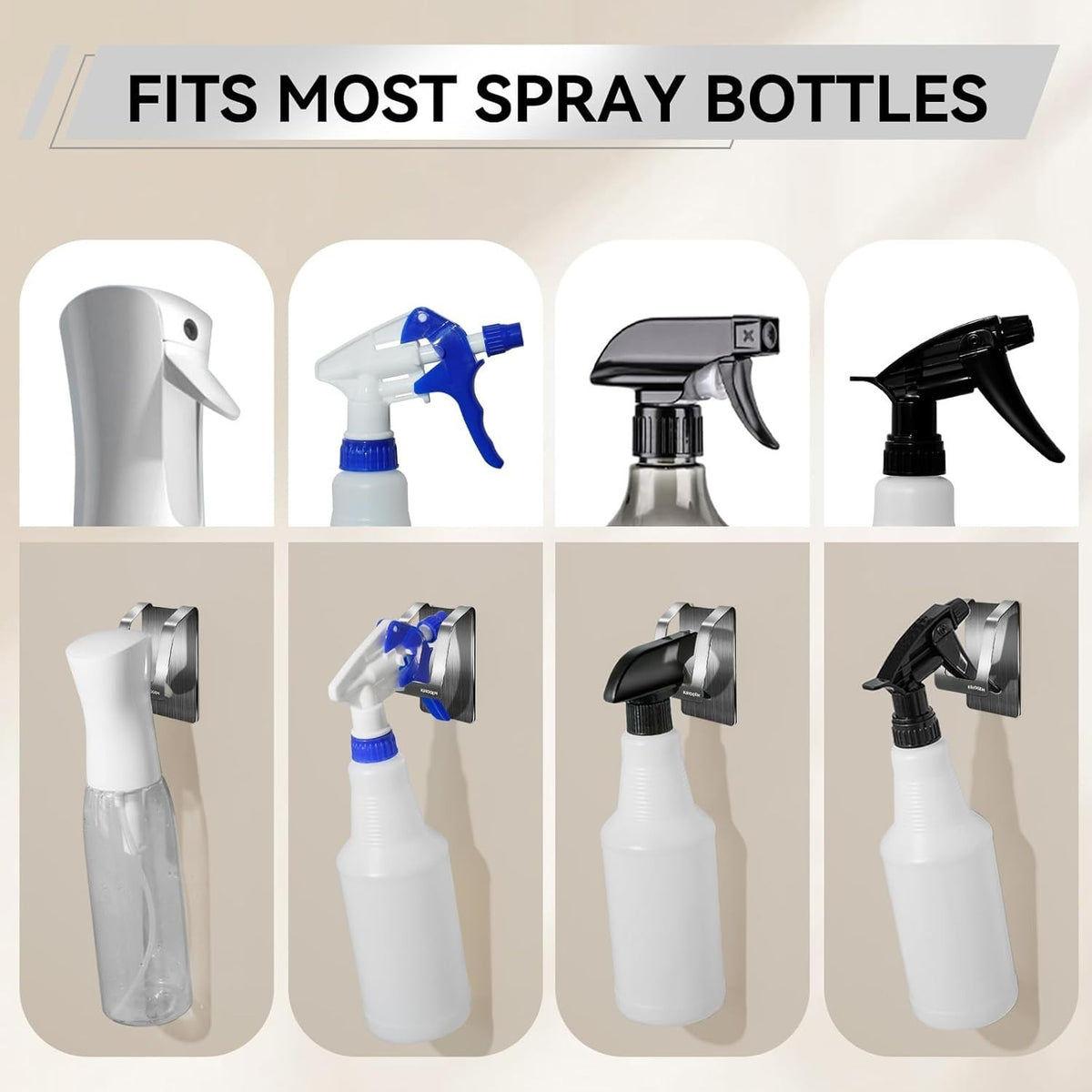 Rust-Resistant Wall Mount Spray Bottle Holder for Kitchen & Bathroom