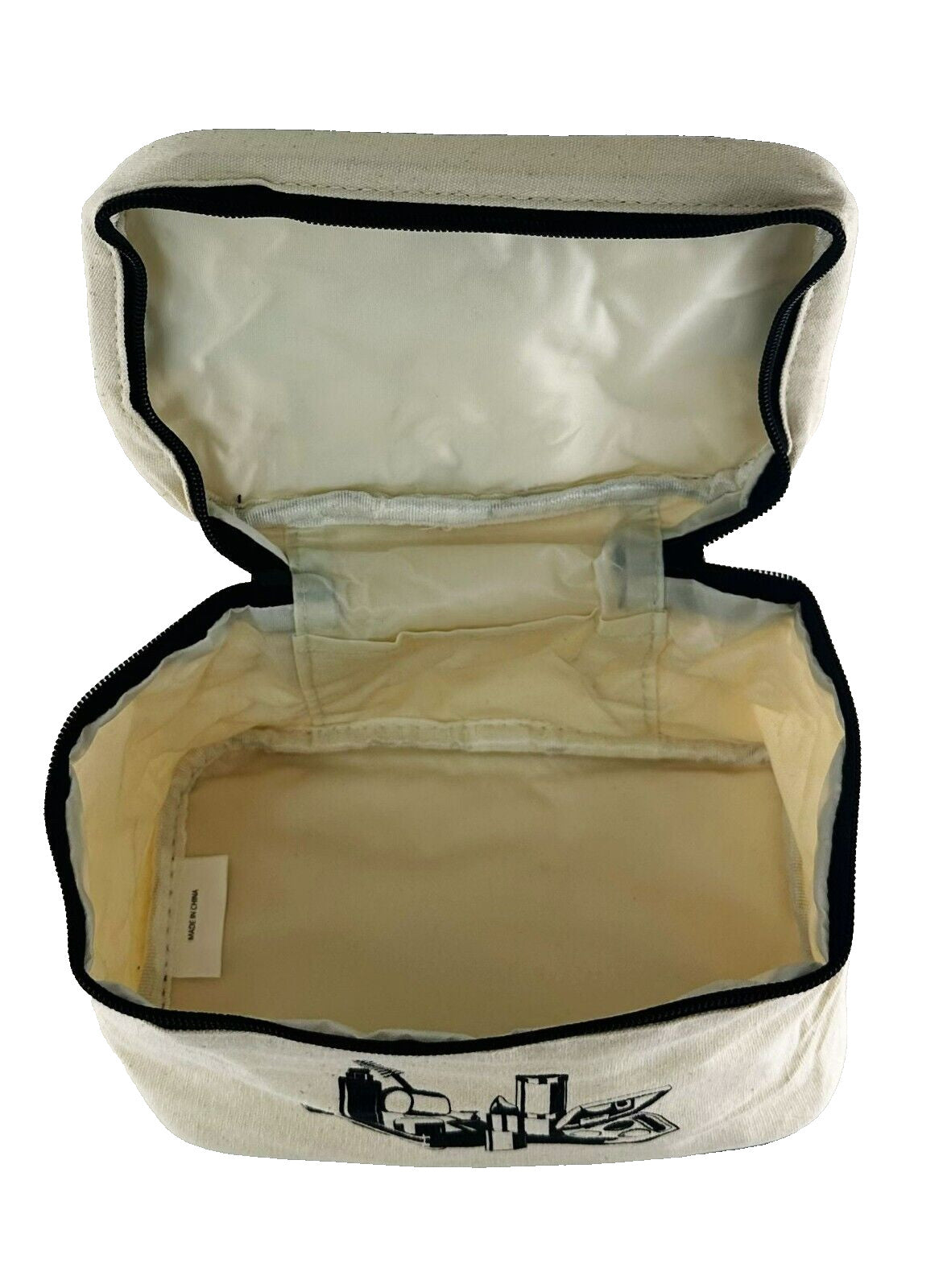 Travel Canvas Cosmetic Bag 8x5x6 Inches - Beige, Organizer & Toiletry Bag
