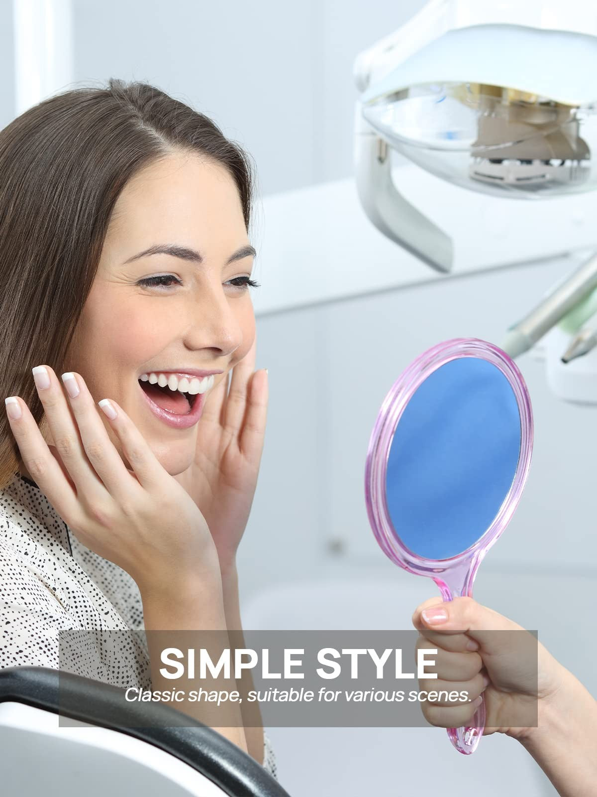 Double-Sided Handheld Mirror with Magnification - Pink, 1X & 3X