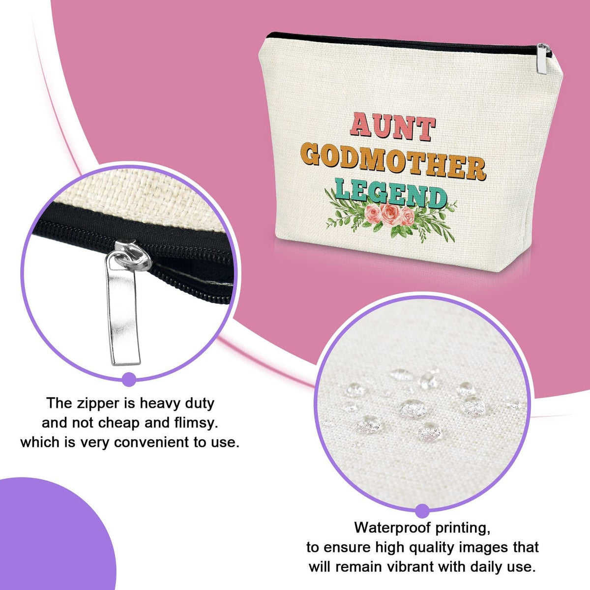 Aunt Godmother Makeup Bag - Gift for Birthday, Mother's Day & Holidays