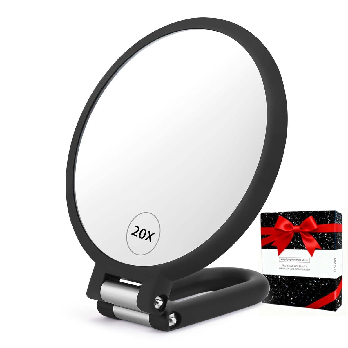 Double Sided Magnifying Handheld Mirror 1X 20X for Makeup & Travel