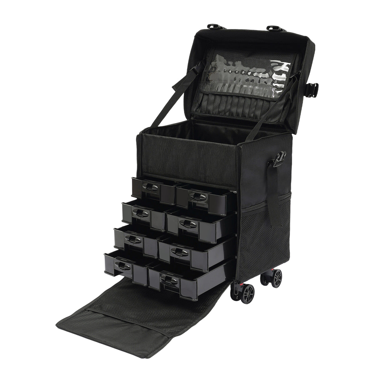 Professional Rolling Makeup Train Case with Drawers Travel Trolley
