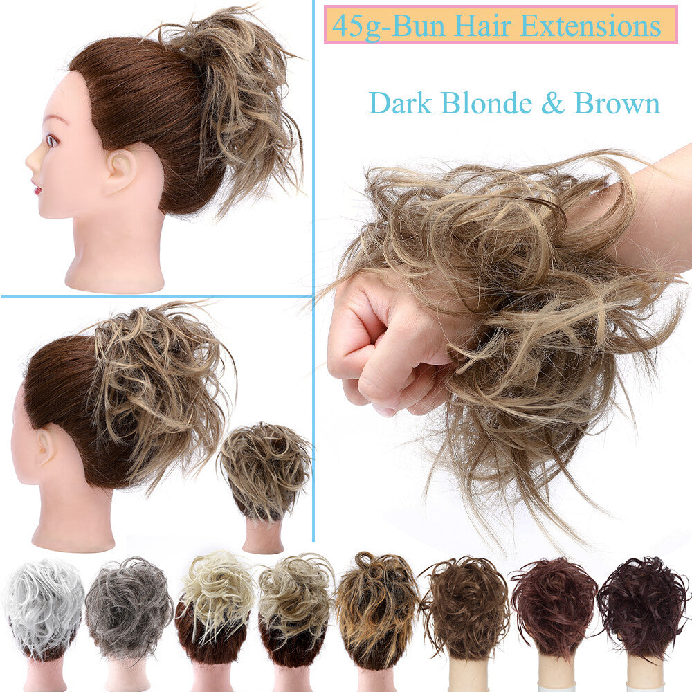 Large Messy Bun Hair Extension - Voluminous Synthetic Ponytail Wrap