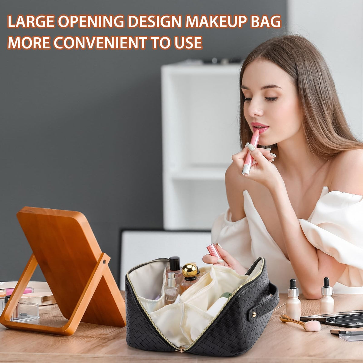 Large Capacity Waterproof Travel Makeup Bag with Multiple Compartments