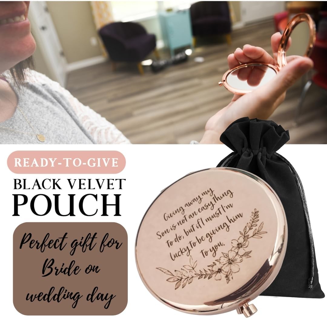 Rose Gold Compact Mirror Wedding Gift for Future Daughter-in-Law - Bridal Keepsake