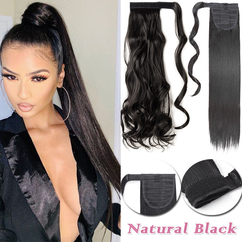 Clip-In Thick Hair Ponytail Extension - Real Human Hair, Various Lengths & Colors