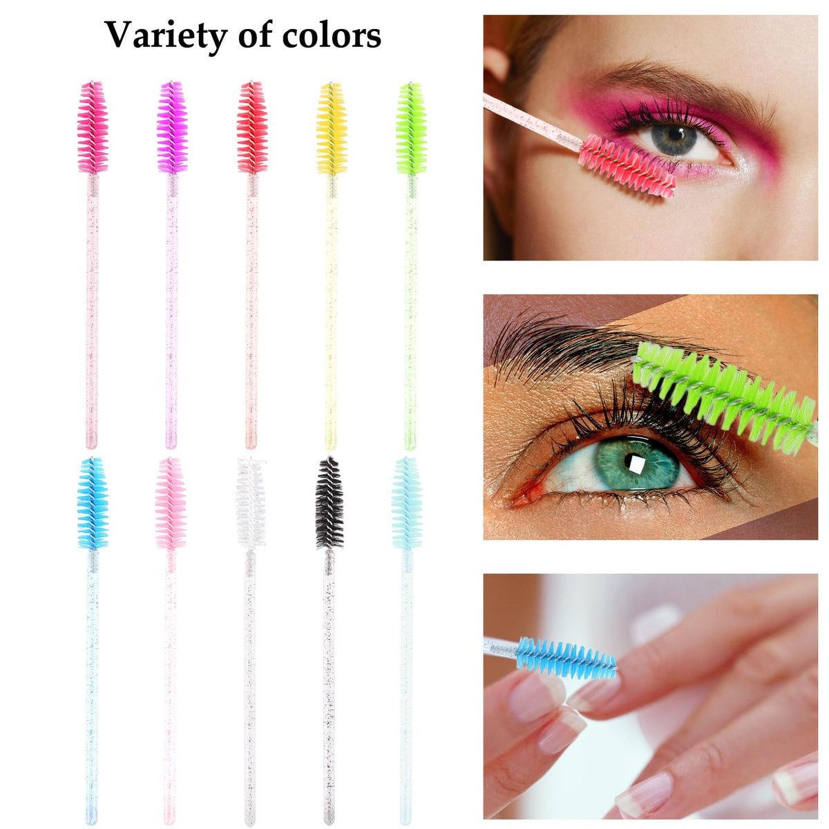 500PCS Eyelash & Eyebrow Brush Spoolies - Lash Extension & Makeup Tool
