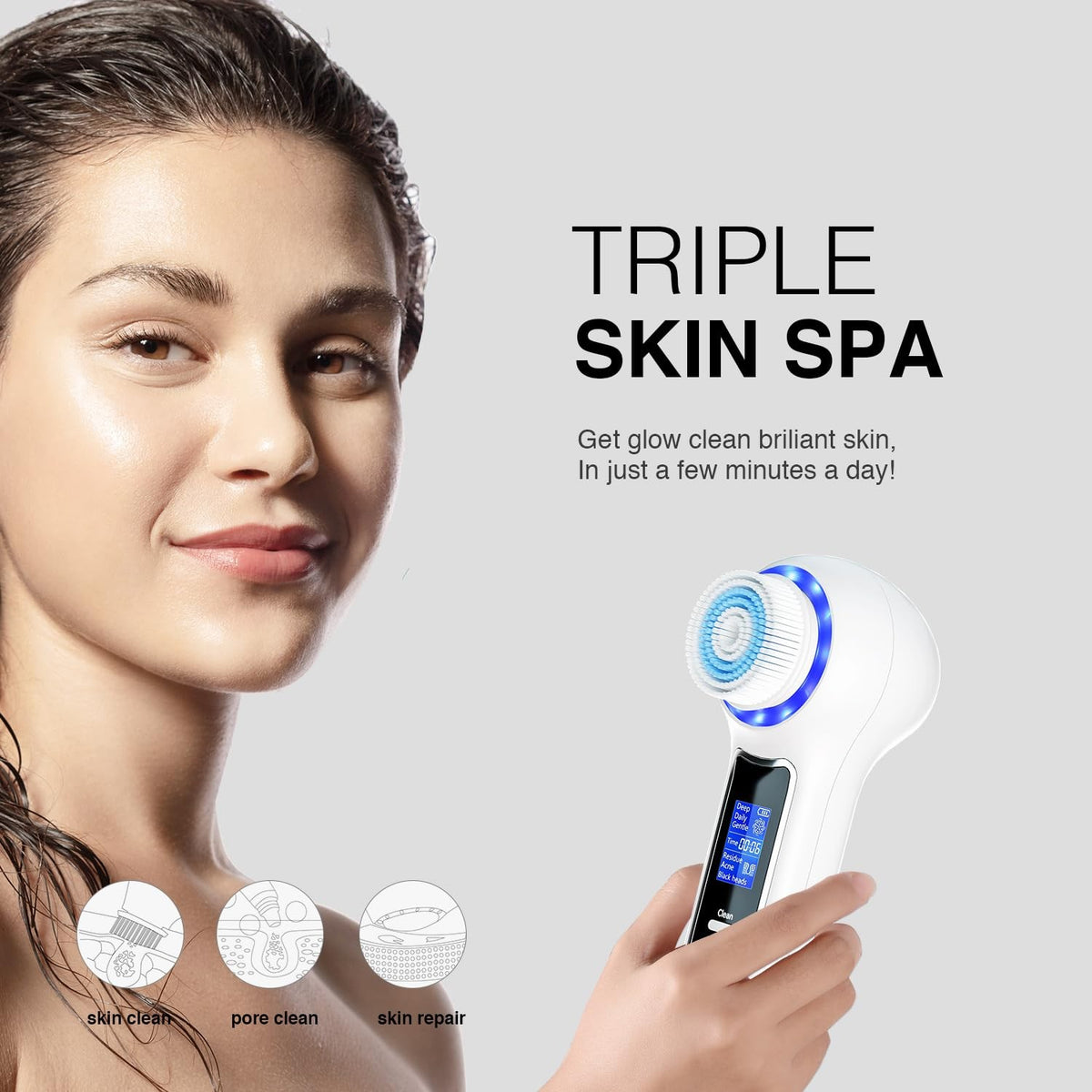 Rechargeable 3-in-1 Facial Cleansing Brush & Blackhead Remover System