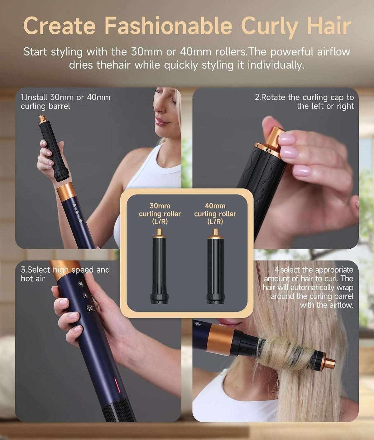 Leohaya All-in-1 Ionic High Speed Dryer Brush & Auto-Wrap Curlers