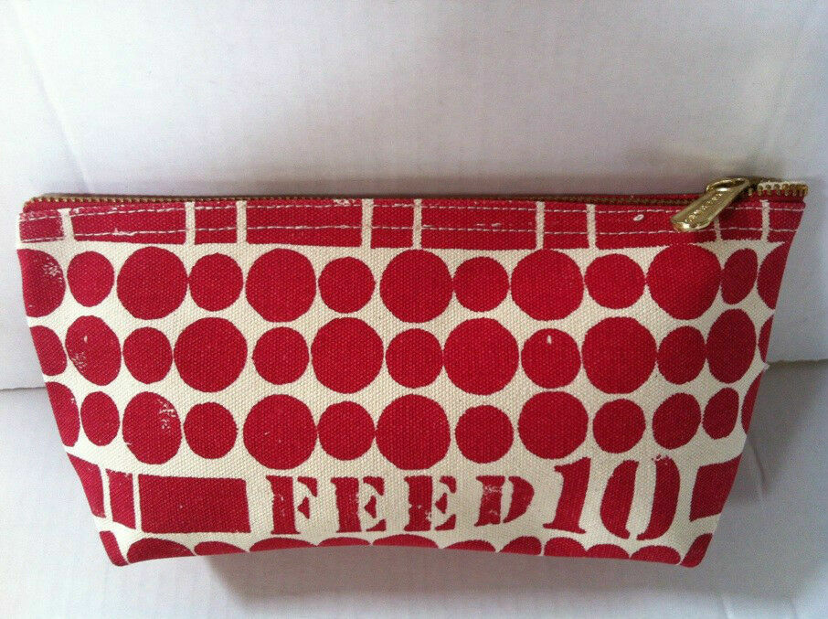 Clarins FEED 10 Red Dot Zipper Makeup Bag - Compact Cosmetic Organizer