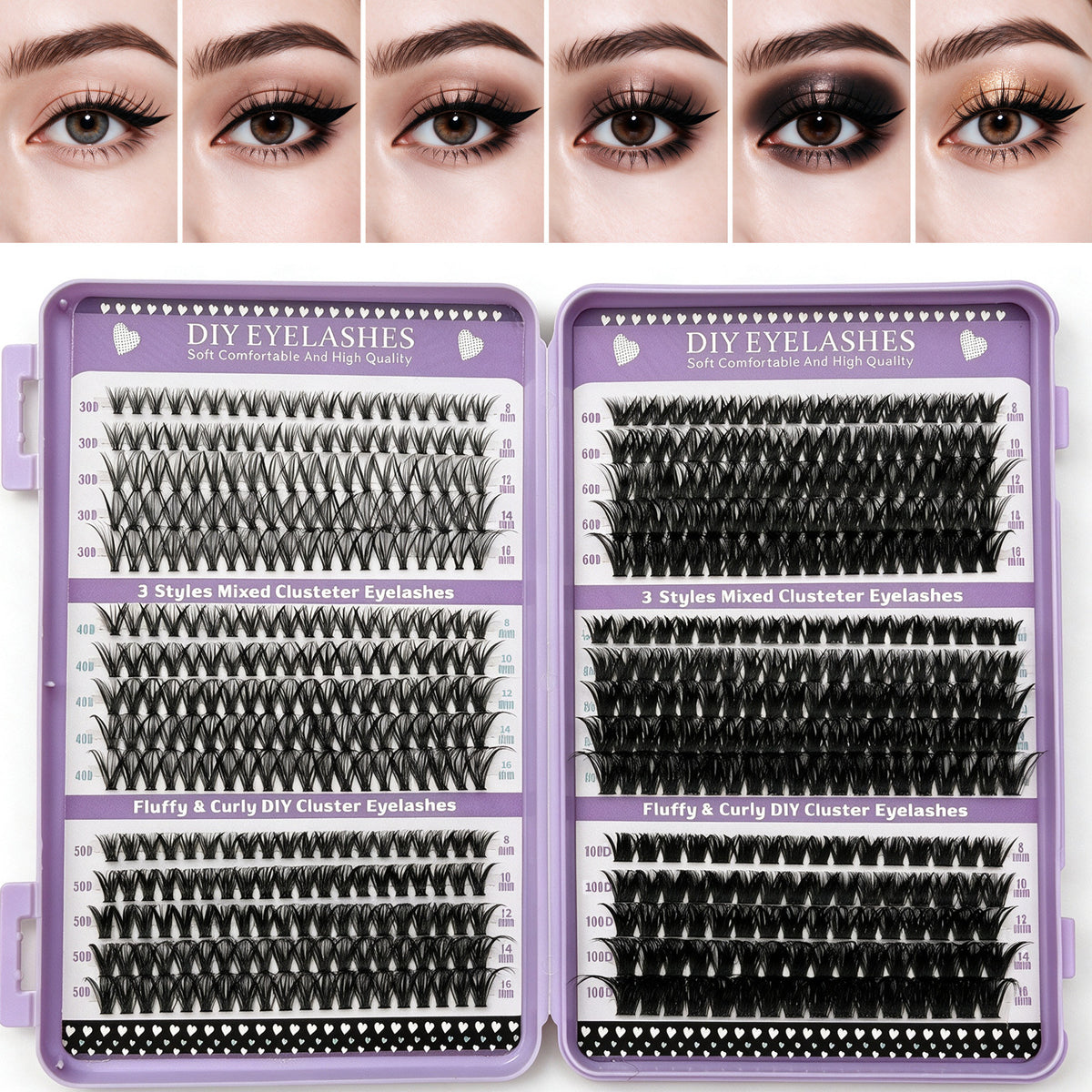 580 Pack Cluster False Eyelashes Mixed Density Wispy Fox Eye Lashes