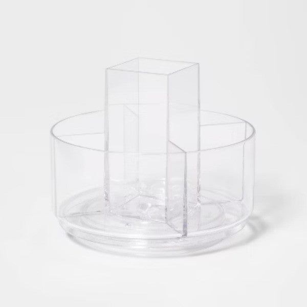 Clear Plastic Makeup Turntable Organizer with Compartments