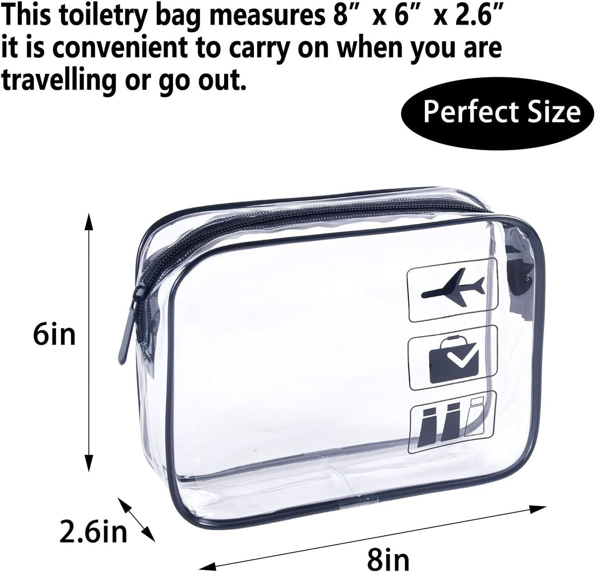 TSA Compliant Clear Travel Bags 3-Pack for Makeup & Toiletries