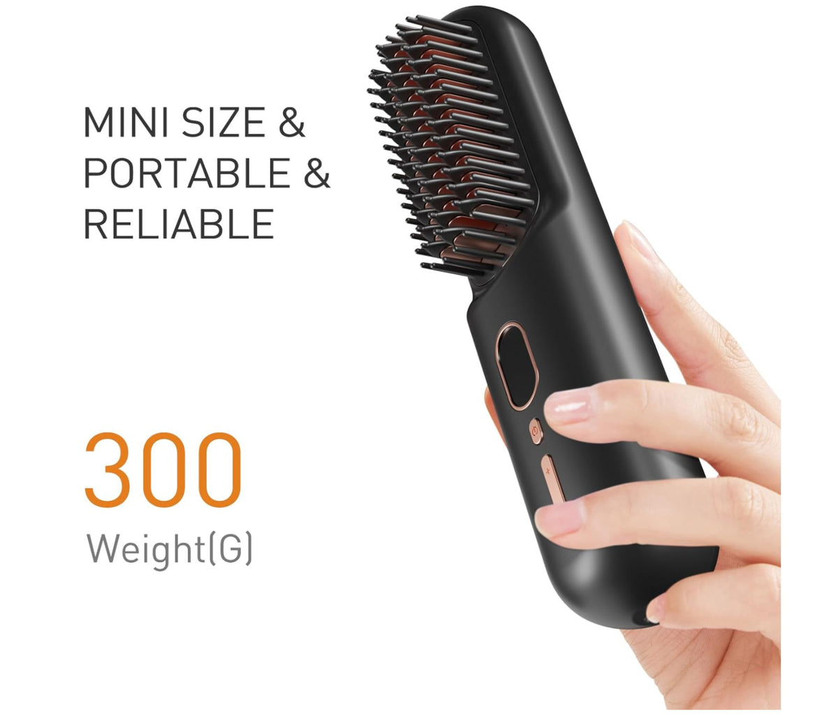 Cordless Hair Straightening Brush with Negative Ions & Ceramic Coating