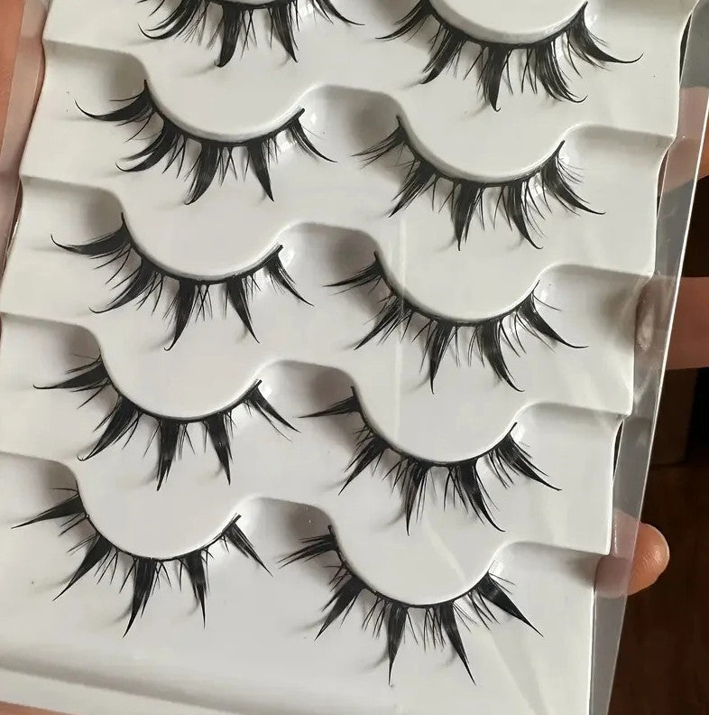Anime False Eyelashes D Curl 5 Pairs Dramatic Reusable Makeup Lashes