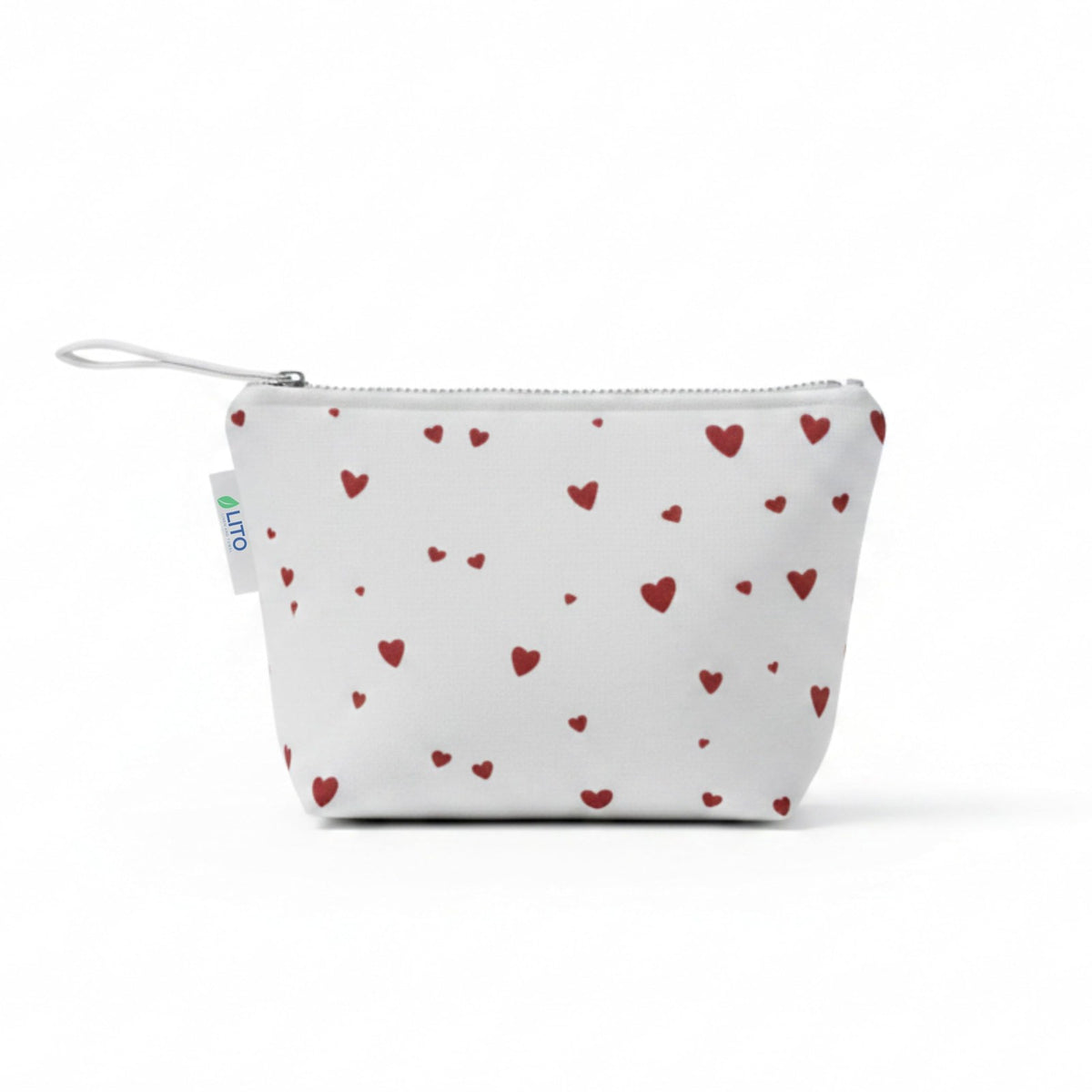 Large Heart Print Cosmetic Bag - Travel Makeup & Toiletry Organizer