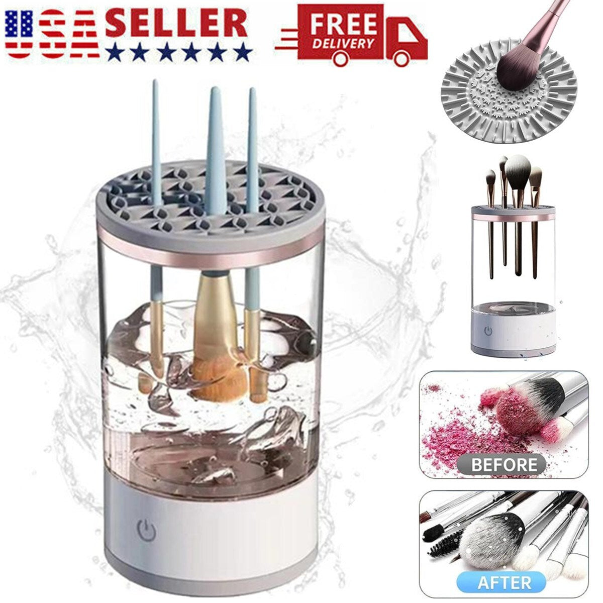 Electric Makeup Brush Cleaner Machine - Fast Deep Cleaning & Dryer