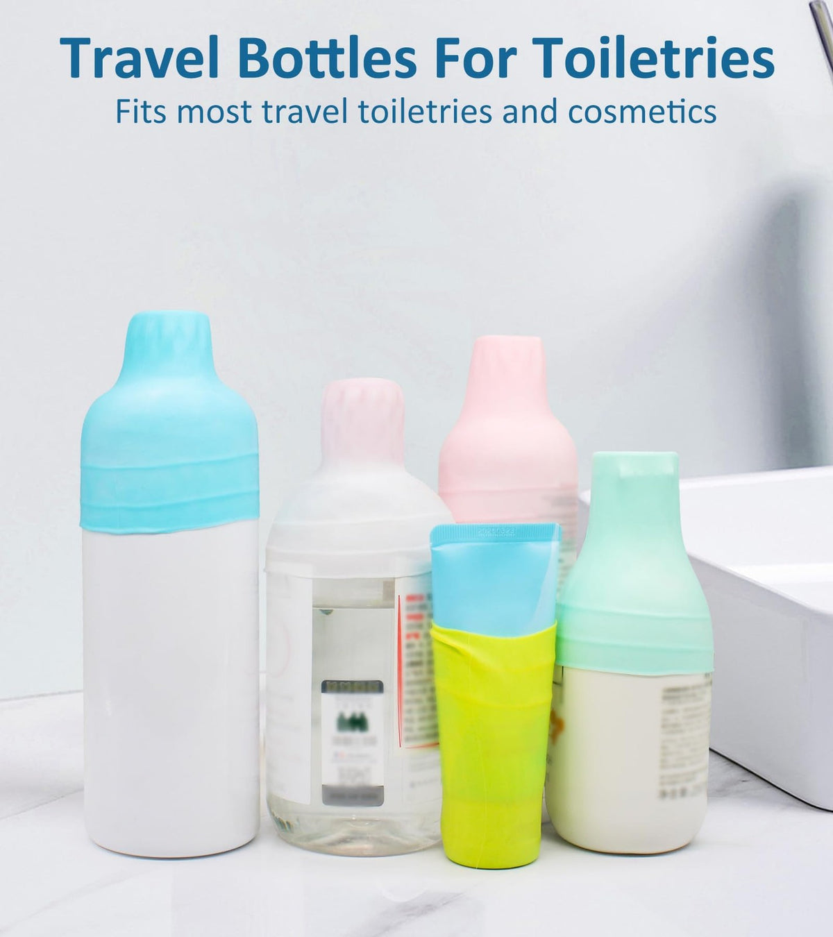 Travel Silicone Bottle Covers Leak-Proof Reusable Travel Toiletry Sleeves