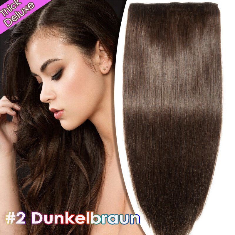 Double Weft Clip-In Hair Extensions 100% Remy Human Hair Thick Full Head