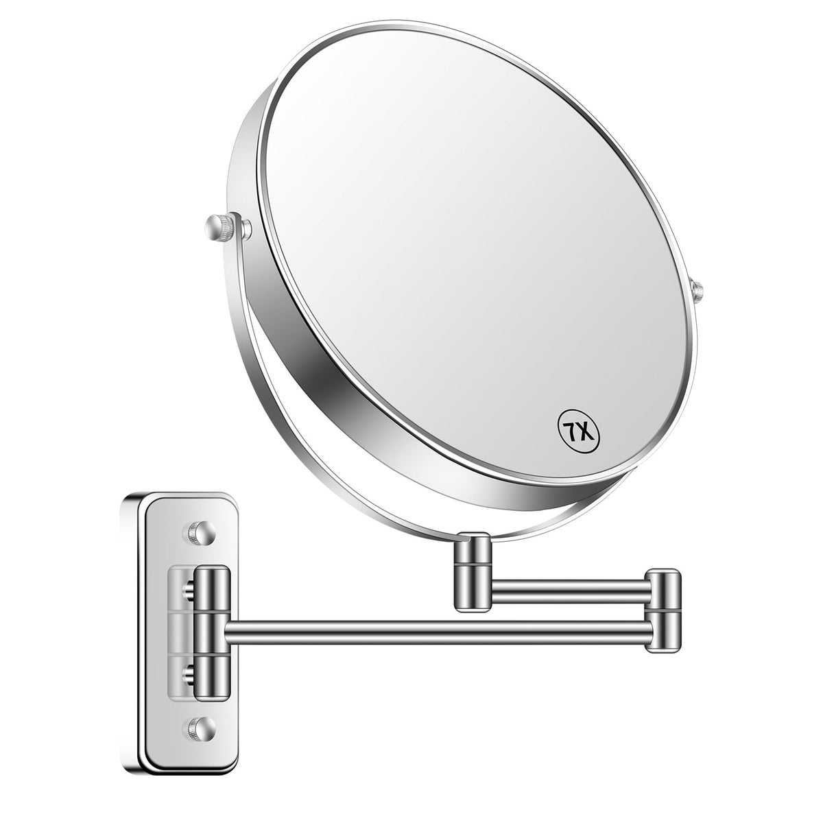 Large Wall Mounted Makeup Mirror 1X/7X Magnification, 9-Inch Chrome