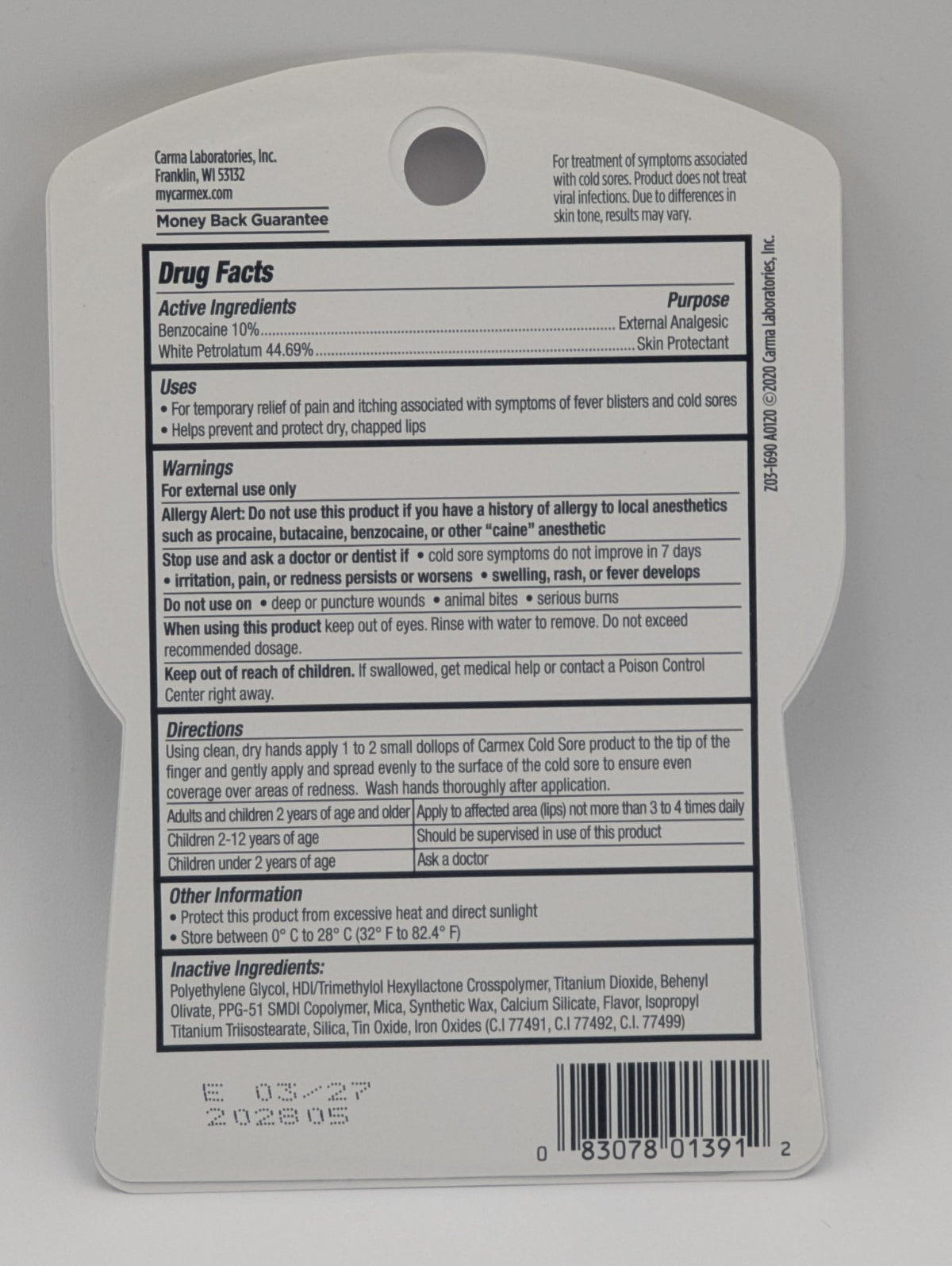 Carmex Cold Sore Treatment 3-in-1 Multi-Symptom Balm - 0.07 Oz