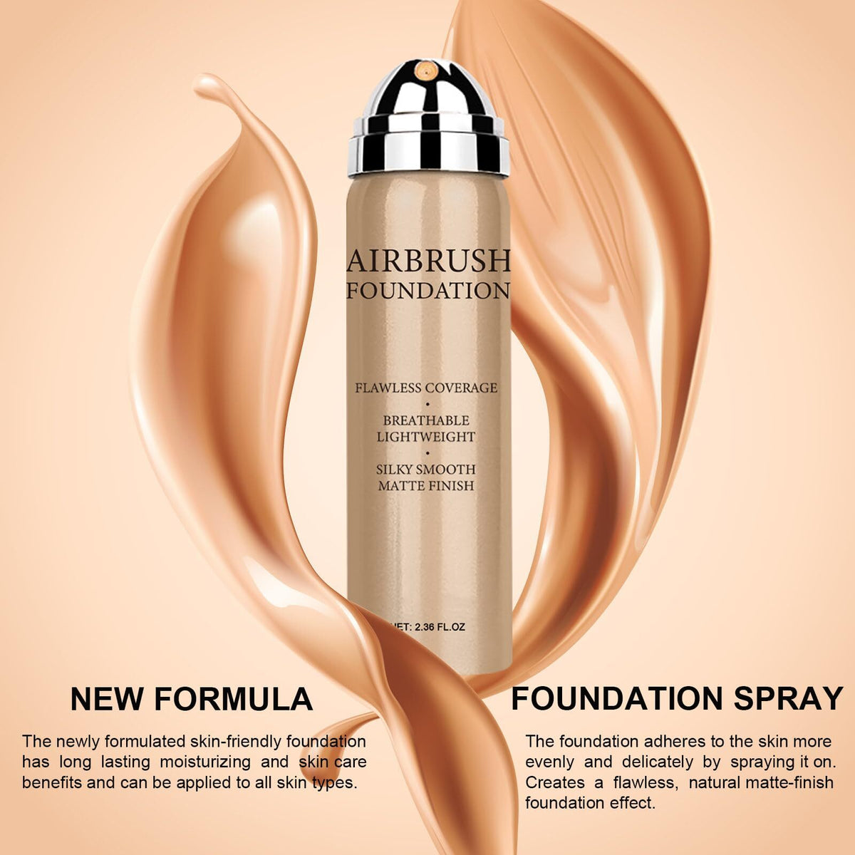 Airbrush Foundation Makeup Spray - Long Lasting Waterproof Full Coverage