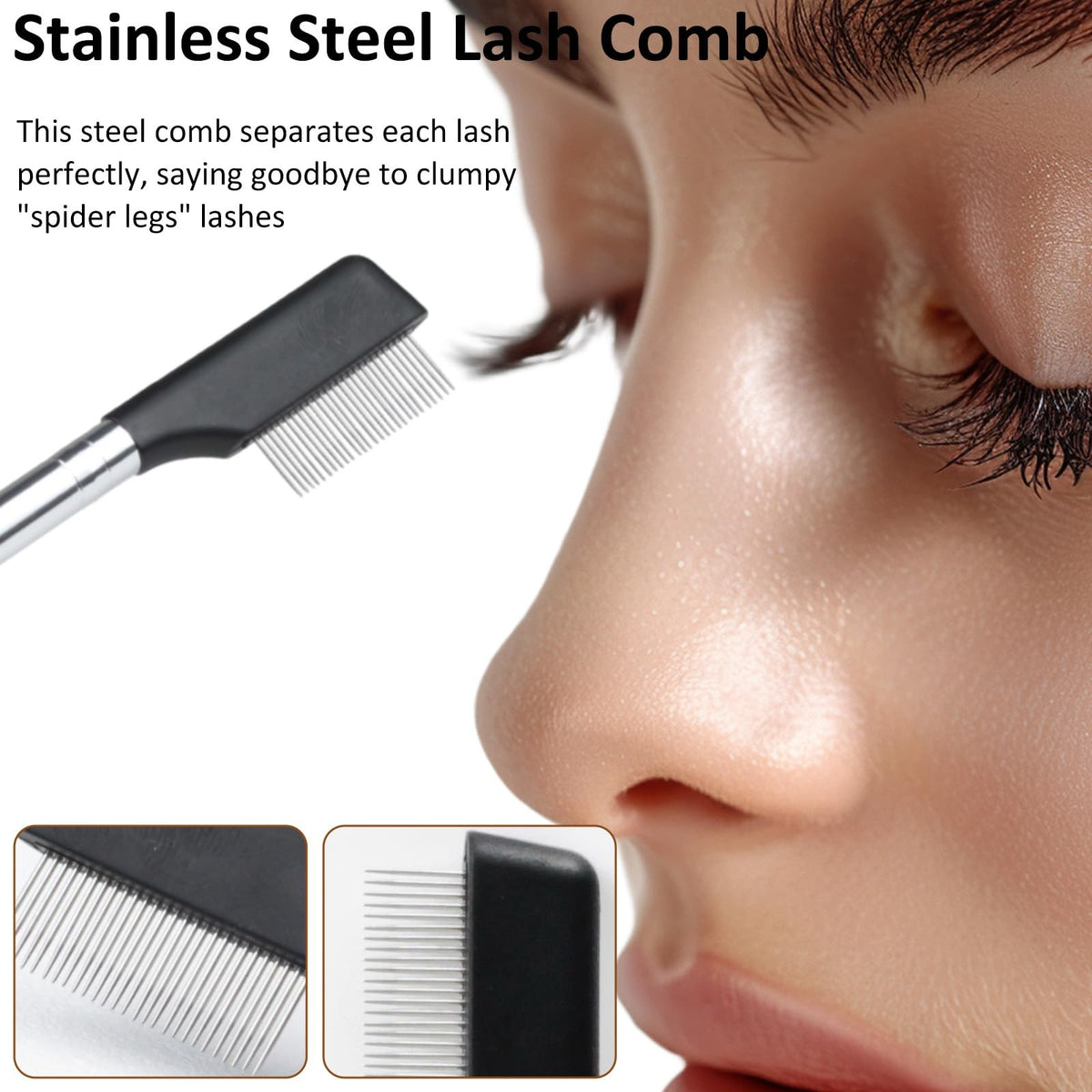 2 Pack Eyelash Separator Brush, Compact Metal Comb for Eyelash & Eyebrow Grooming