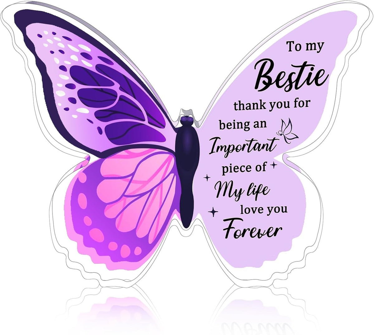 Friendship Butterfly Acrylic Decor Gift for Women Sister Birthday Present