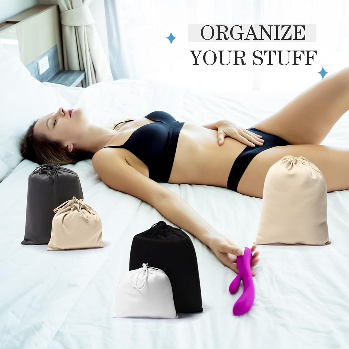 Microfiber Storage Bags with Drawstring - 20 Pack in Multiple Sizes for Privacy & Organization