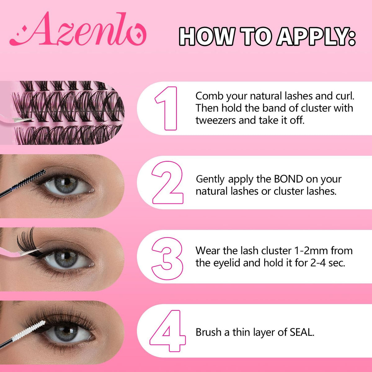 DIY Lash Extension Kit 240PCS 40D+60D Clusters, Glue & Tweezers - Beginner Friendly