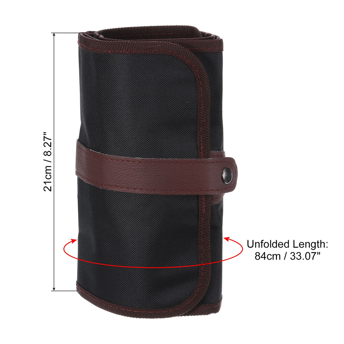 72 Slot Roll-Up Pencil Case - Oxford Cloth Art & Office Organizer, Brown/Black