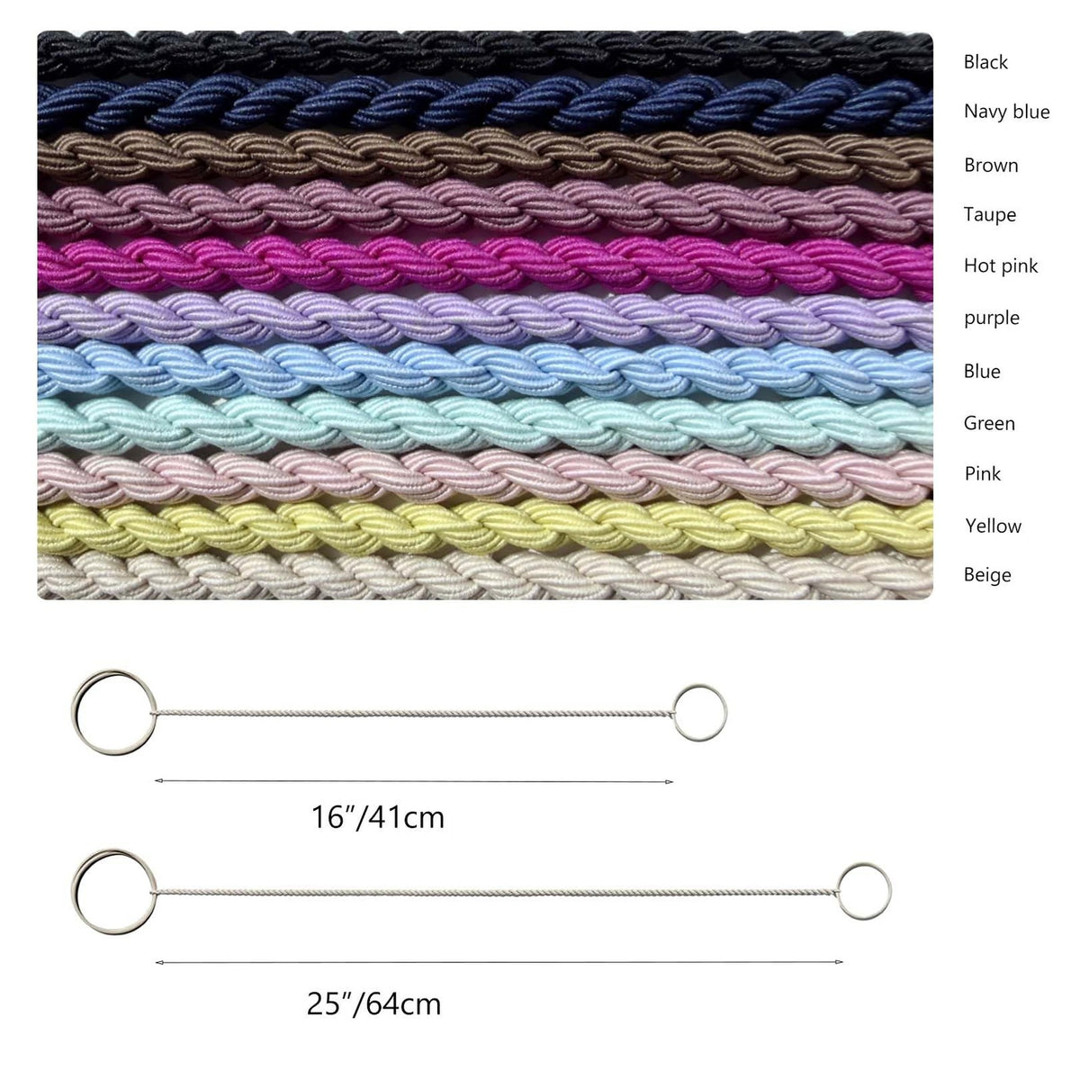 Hair Ties for Women, 16" 4 1 Count (Pack of 4), Yellow/