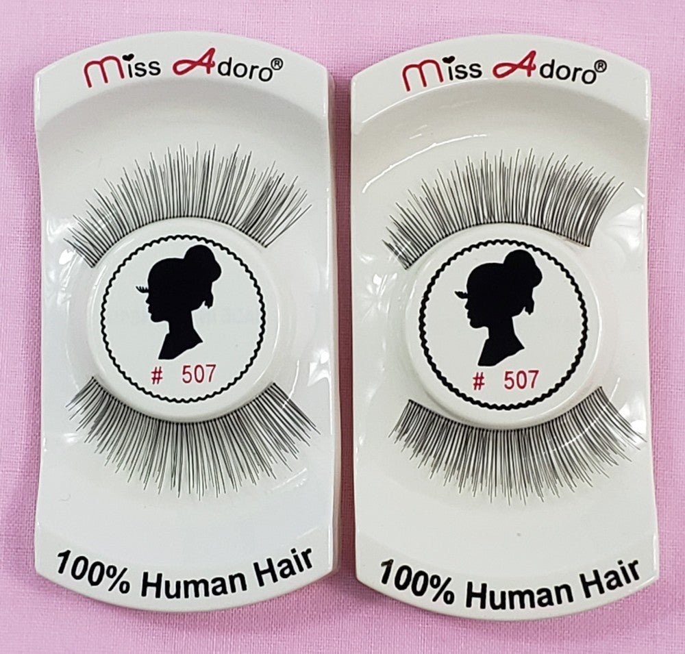 Miss Adoro Fake Eyelashes Style 507 - 12 Pack Human Hair Natural Look